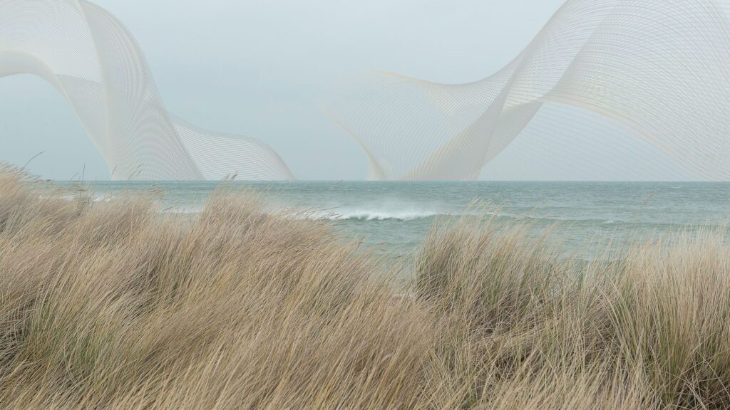 Meer mit Frequenz Wellen im Hintergrund als Symbol für Quantenenergie