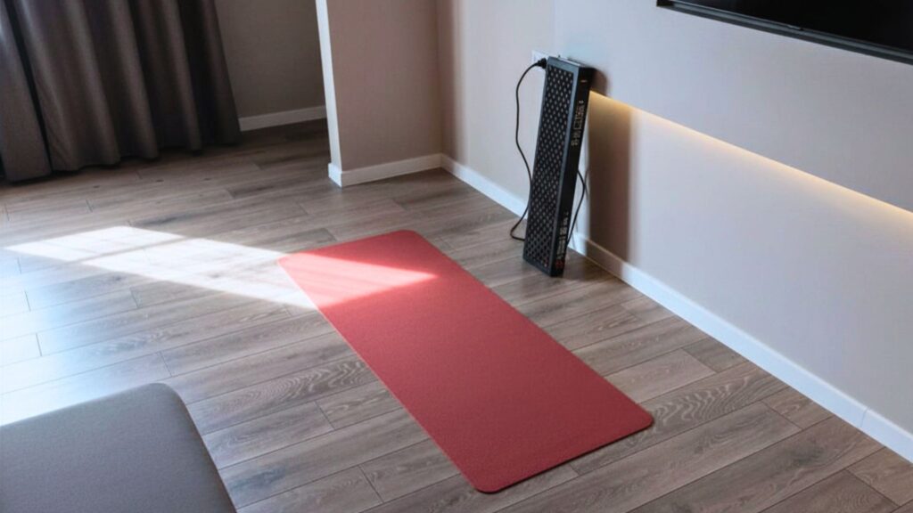 Modernes Rotlichtpanel im minimalistischen Wohnraum